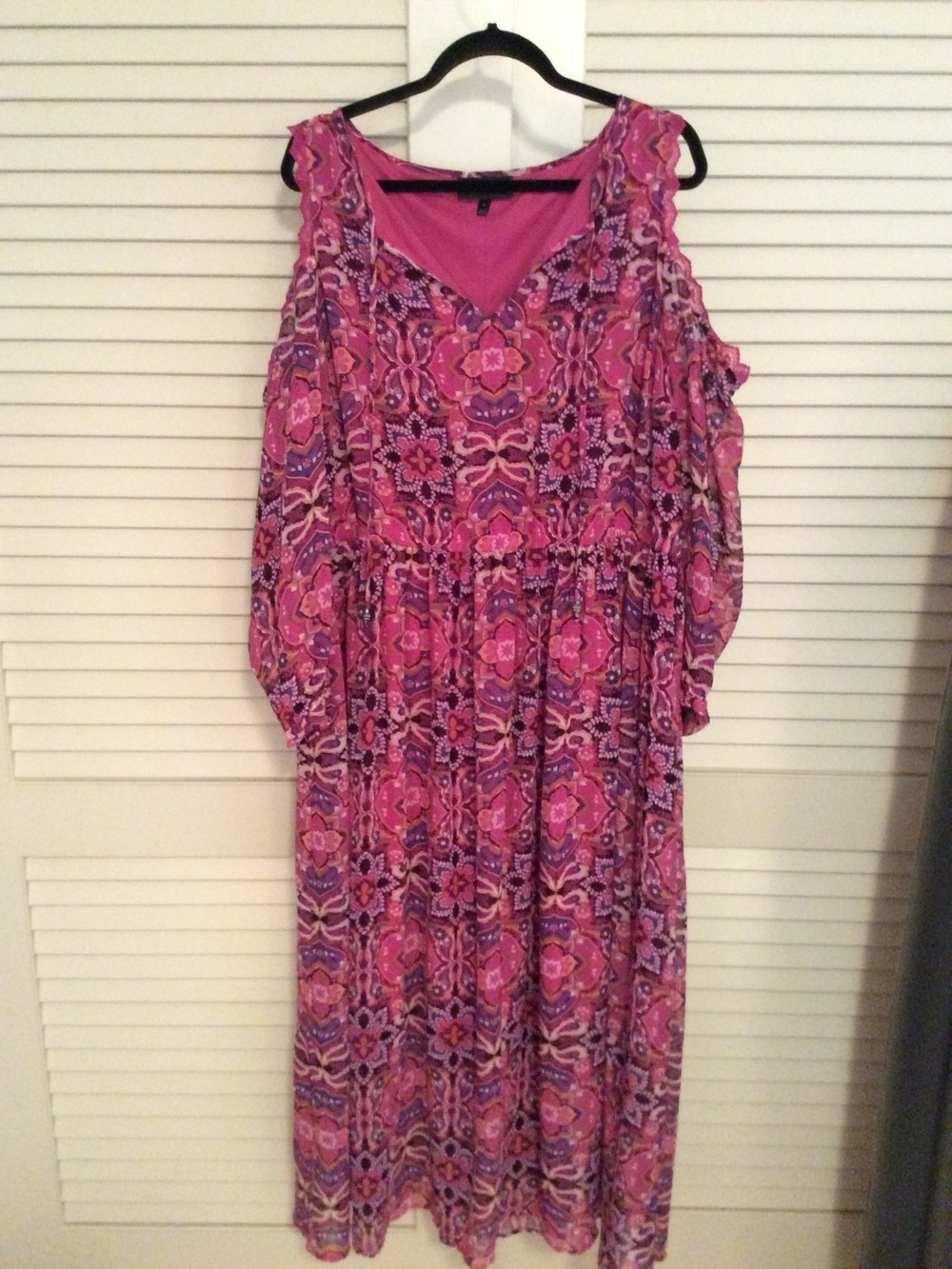 Lane Bryant Pink Patterned Cold-Shoulder Maxi Dress size 20